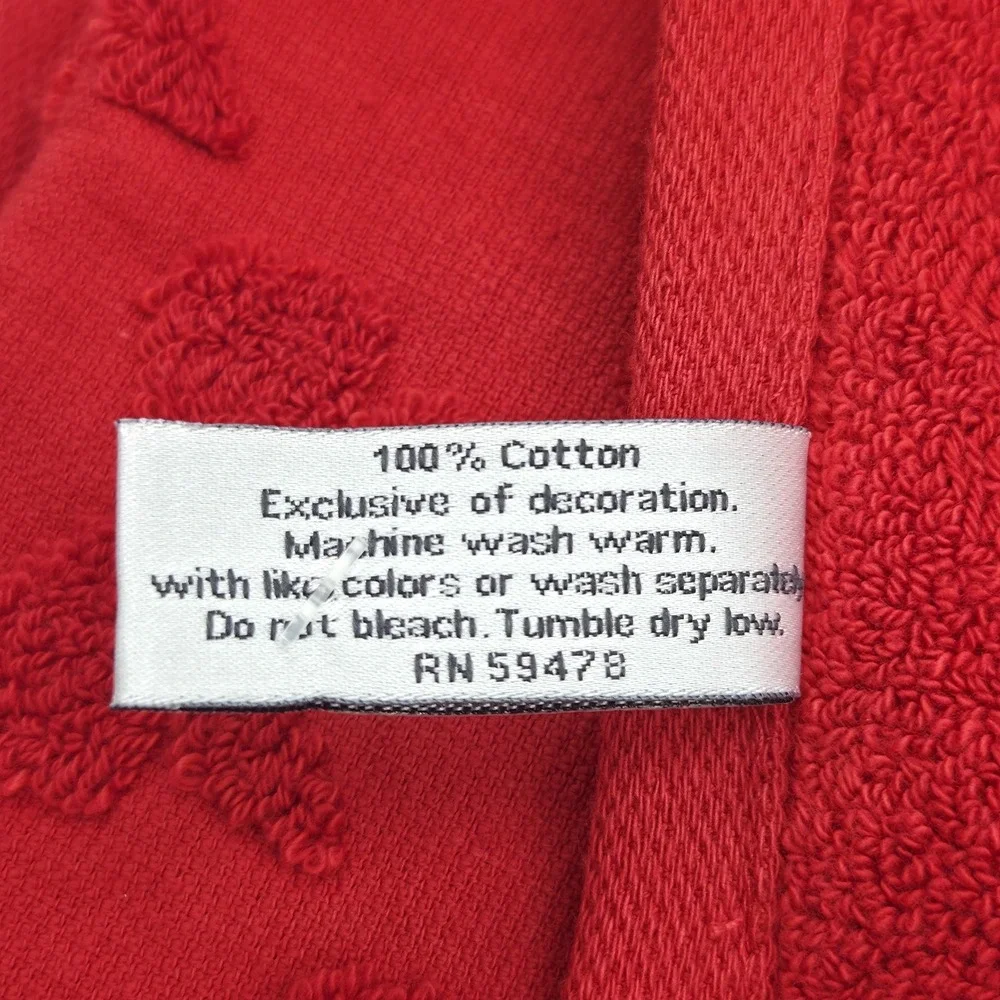 Bella Lux Christmas Collection Red Bows Embossed Turkish Cotton Towel Set Of 4pc